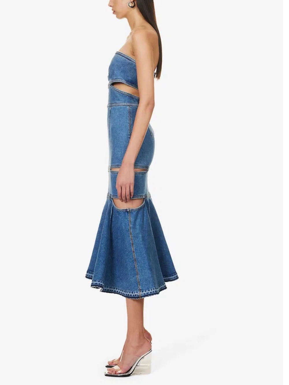 NWT*** Alexander McQueen stonewashed denim maxi dress- 40 - Picture 3 of 14